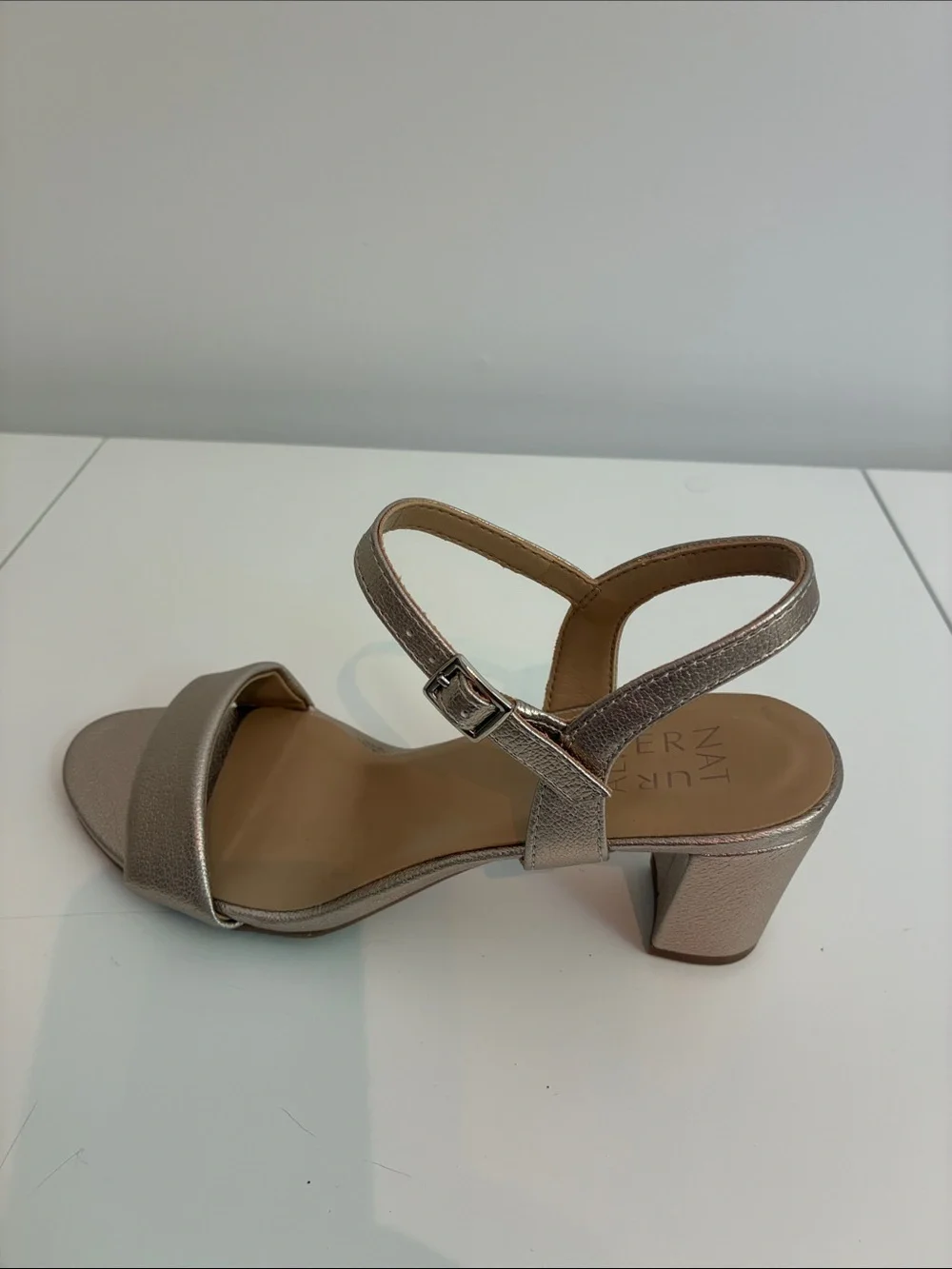Naturalizer Metallic Rose Gold Open-Toe Ankle-Strap Sandals
